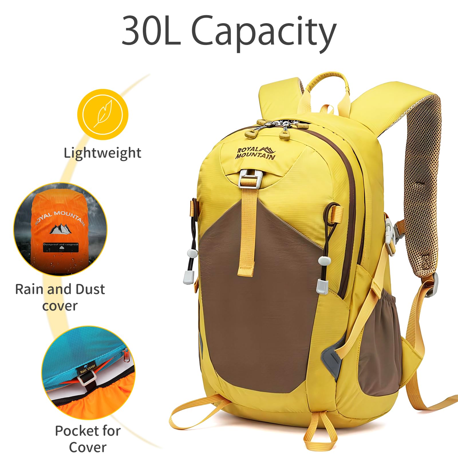 POWER KING Hiking Backpack 30L Foldable Travel Rucksack for Women Men Small Lightweight Packable Outdoor Daypack, Fit for 15.6 inch Laptop