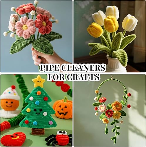 Vista 13 de Limpiapipas para manualidades a granel, juguetes y juegos para niños, 200 piezas de manualidades, tallos de chenilla para proyectos, decoración