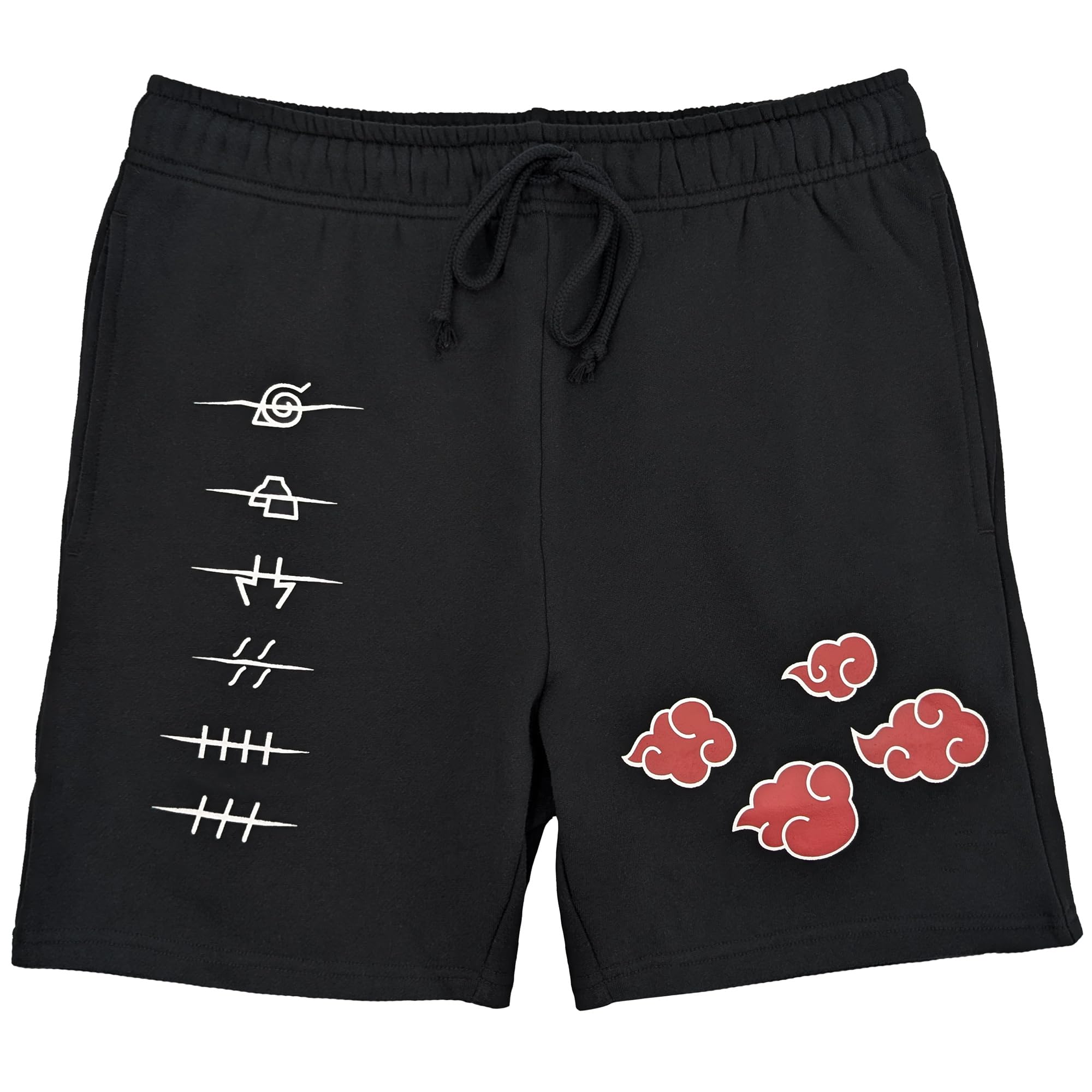 Ripple Junction Naruto Shippuden Logo with Naruto Mens Fleece Sweat Shorts Officially Licensed