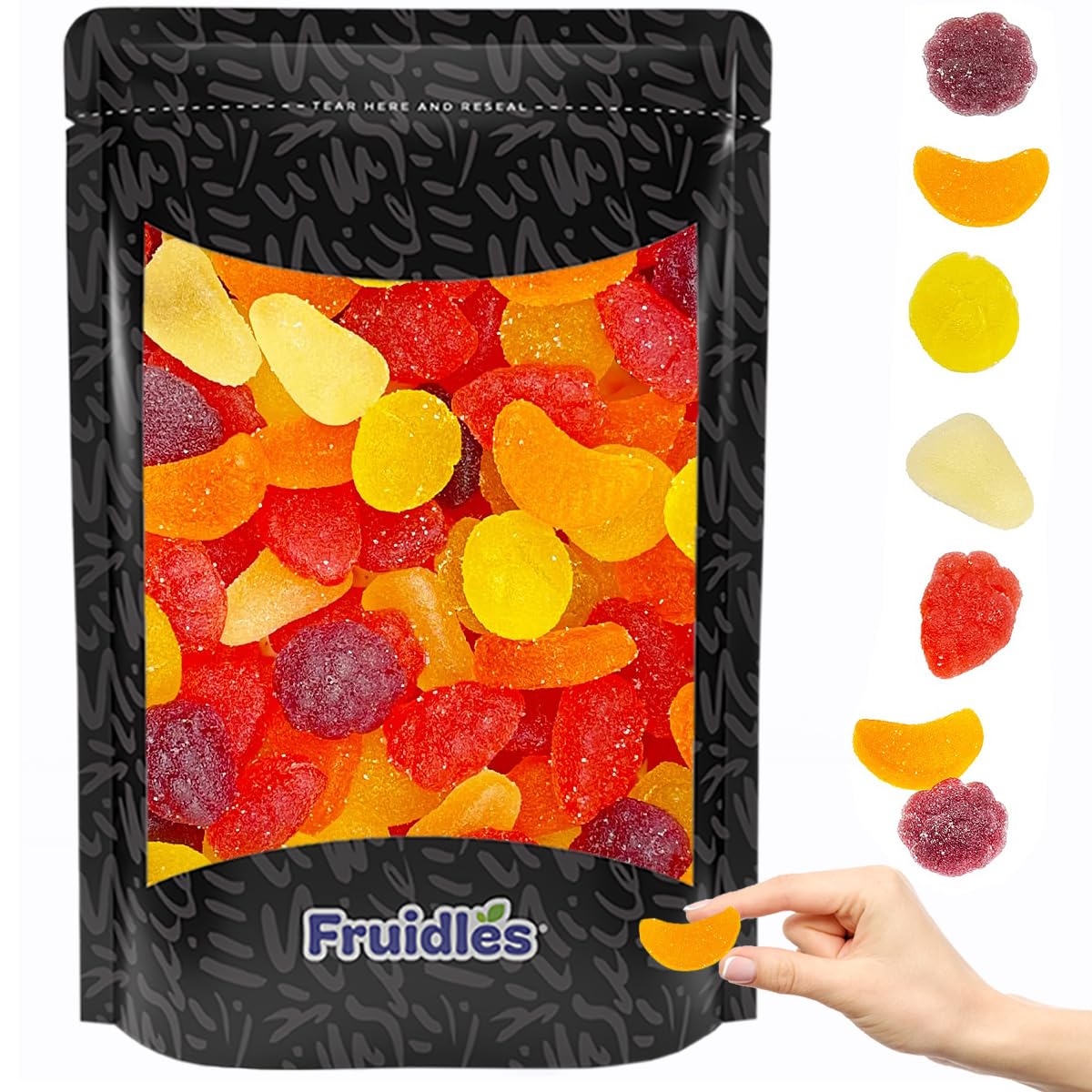 Fruidles Multicolor Jelly Fruit Gummy (No Artificial Flavor) Candy, Delicious Fruit Shaped & Flavored Gummies (Half-Pound)