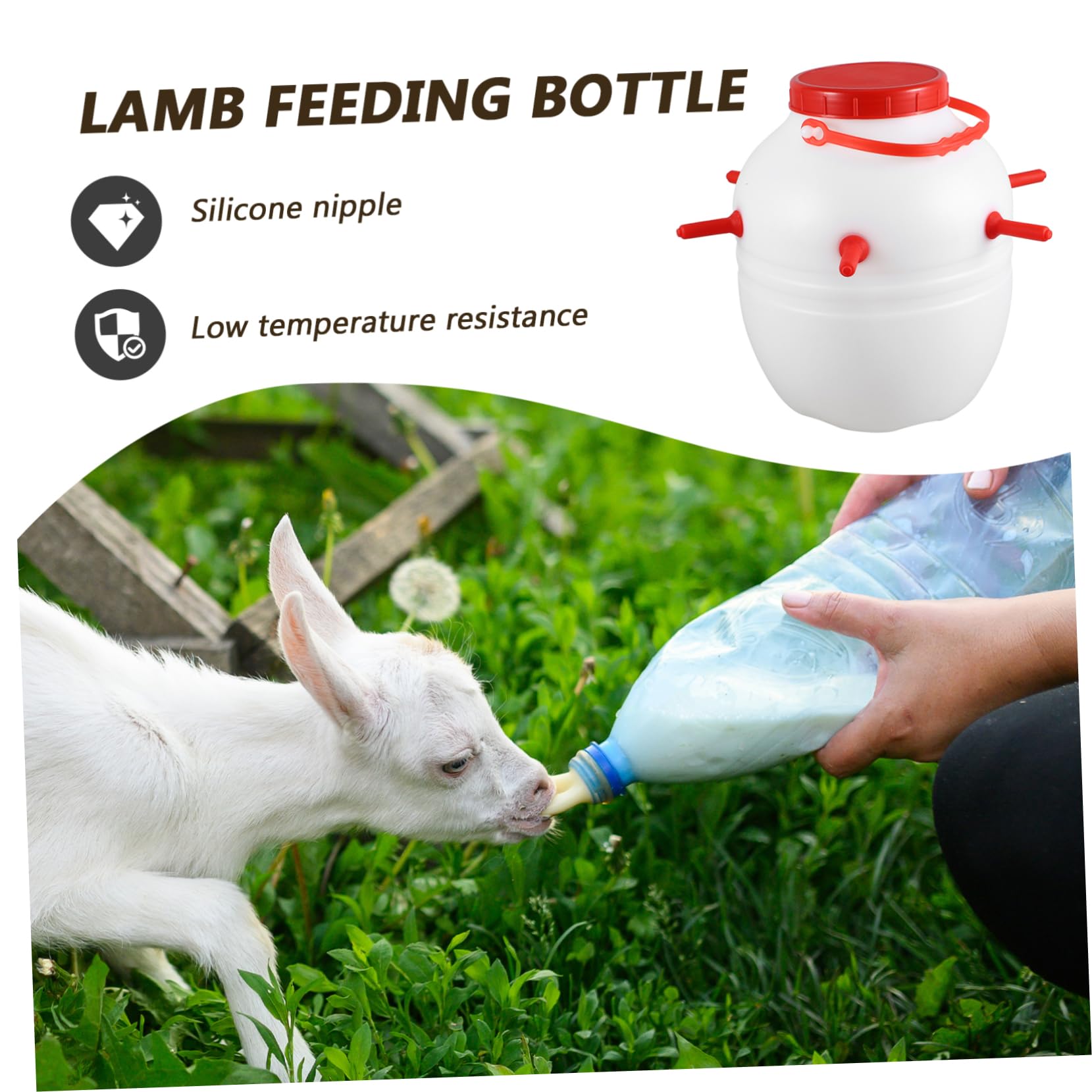 Biberon per agnelli, Biberon for agnello da 8 litri in silicone bianco con 8 capezzoli