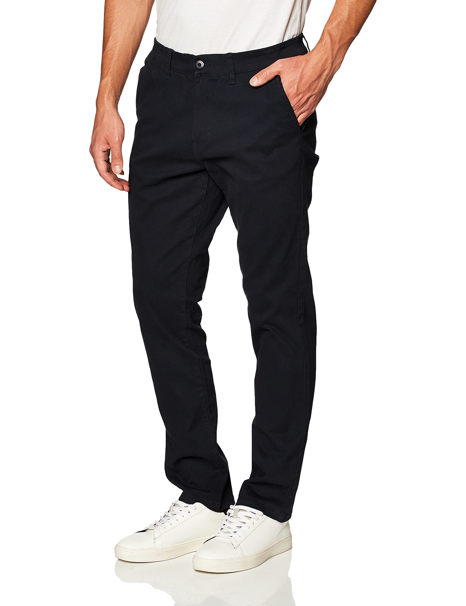 Southpole Men's Flex Stretch Basic Long Chino Pants Casual, New Navy, 34W x 32L