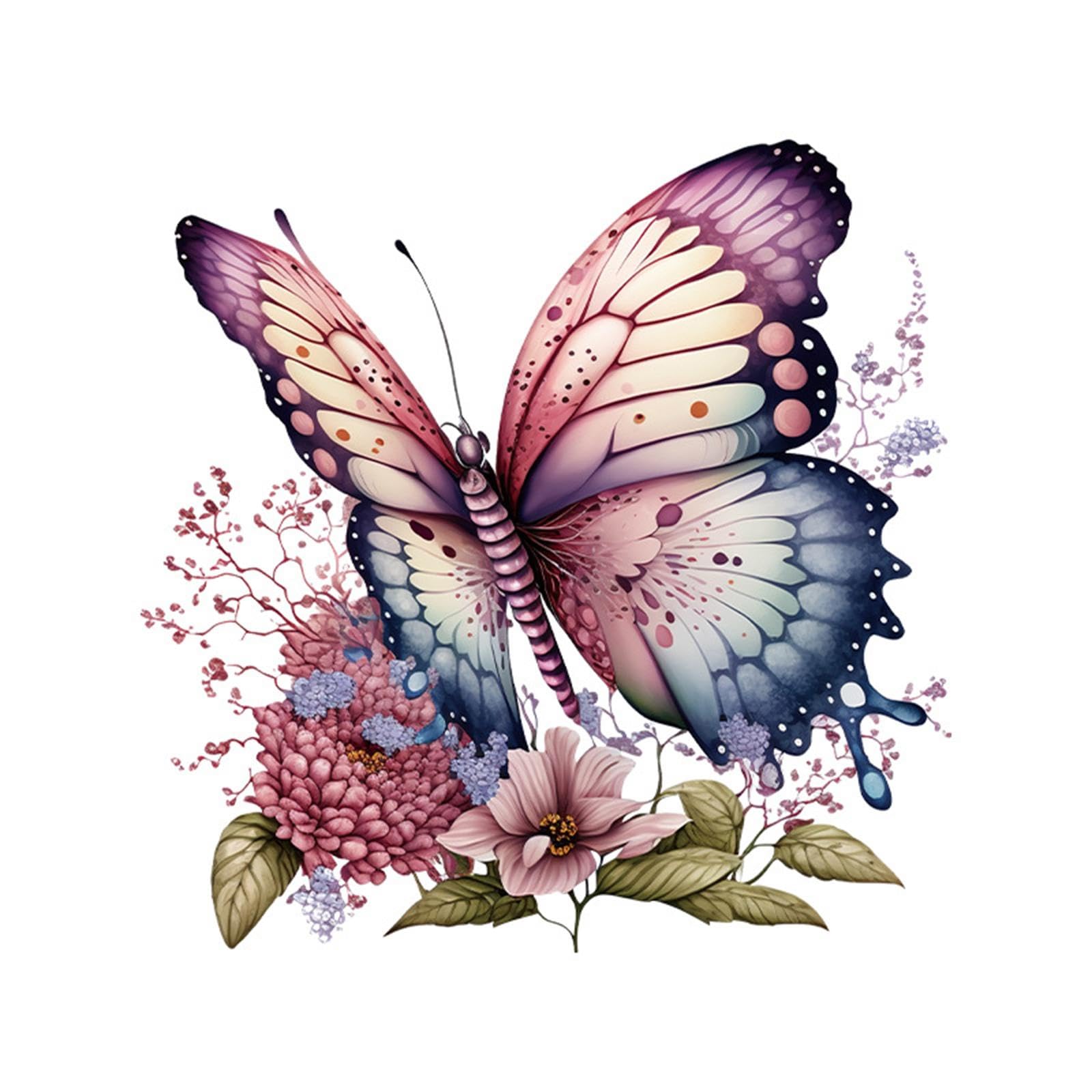 SKKWJEGE Flowers Butterfly Wall Decals Floral Wall Stickers for Home Bedroom Bathroom