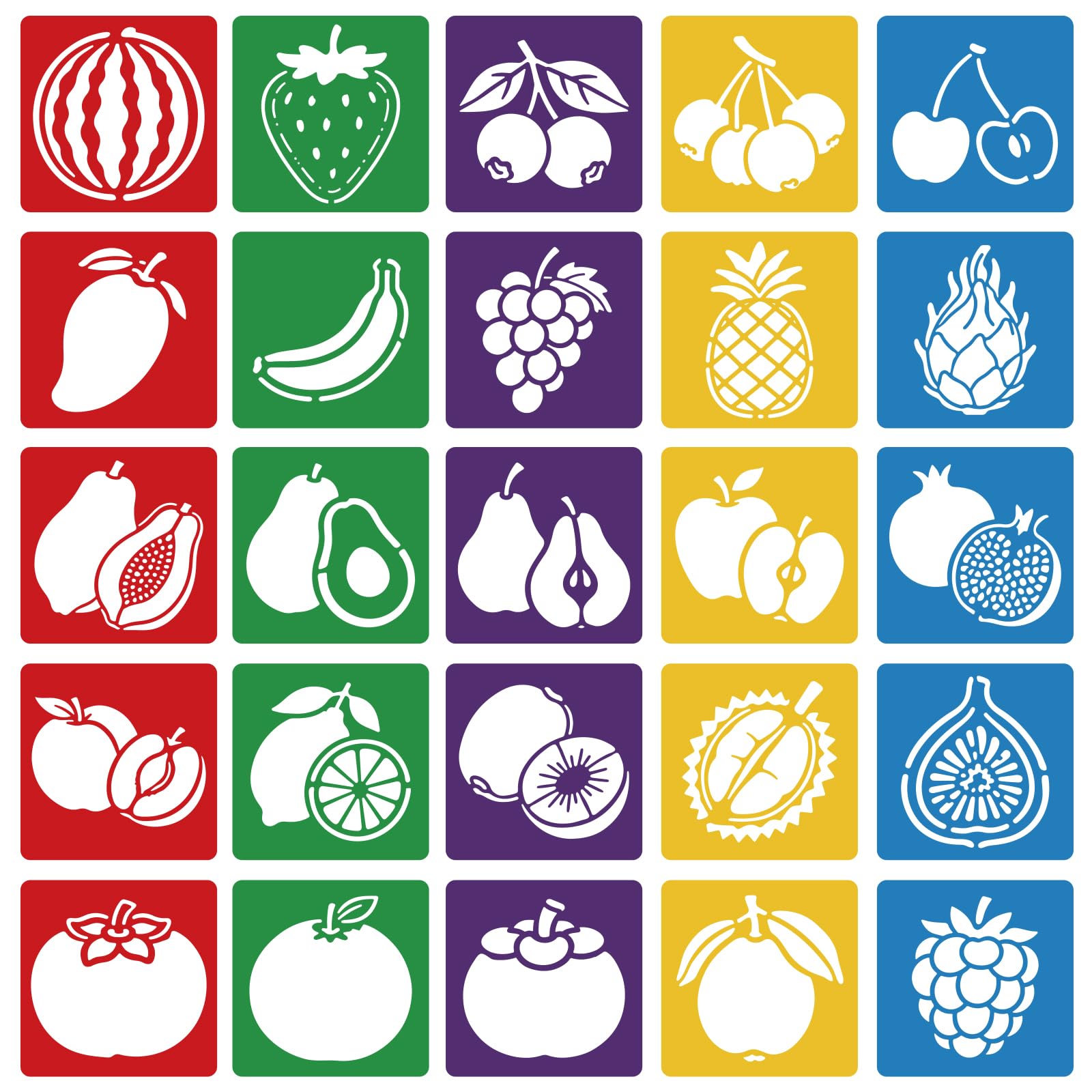 CUTHOLLOW 25PCS Pochoirs Peinture Fruits, Réutilisables