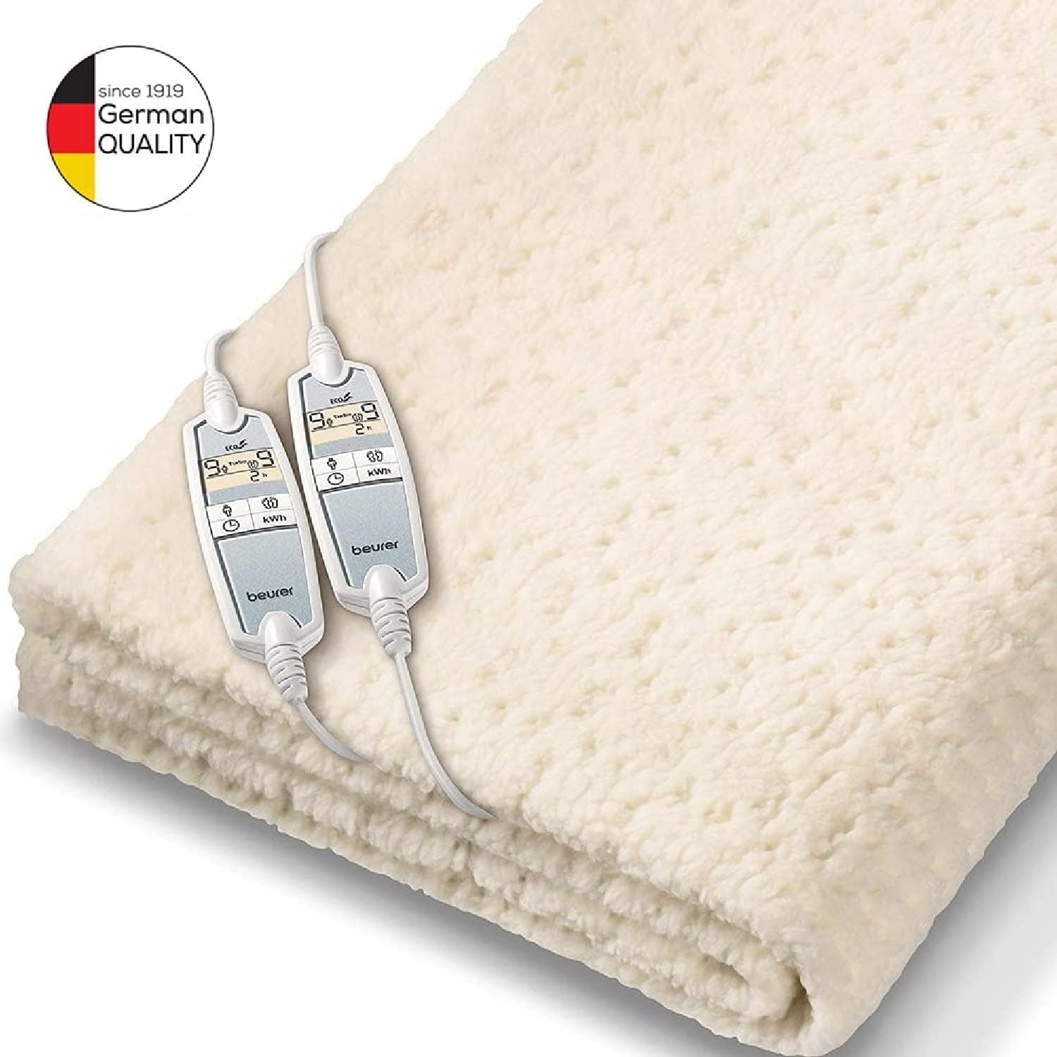 Beurer UB 86 Teddy, Coprimaterasso termico in peluche, scaldaletto Matrimoniale, con 2 diverse Zone Termiche e 2 Aree di Calore (corpo e piedi) regolabili Separatamente, dimensioni 150 x 160 cm