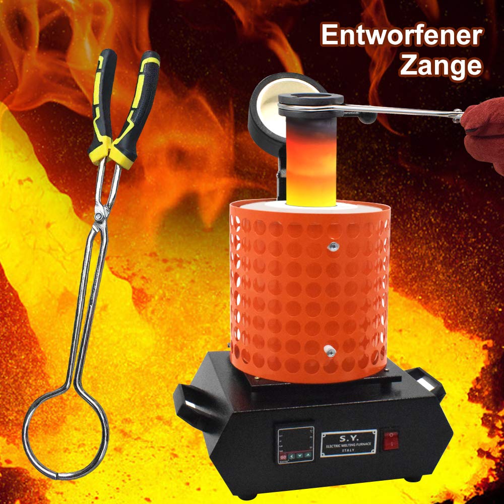 FASTTOBUY 3kg Forno fusorio Digitale 1100 ° C / 2012 ° F, Forno fusorio Automatico per Metallo, Kit Forno fusorio Elettrico con 2 crogioli in Grafite e lingottiera in Grafite
