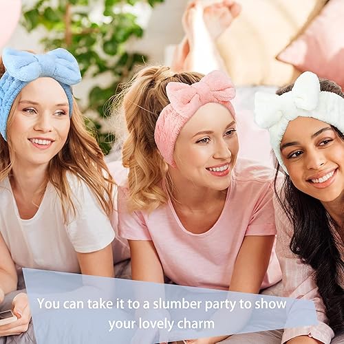 Miniatura 4 de Juego de 6 diademas de spa con lazo para lavar la cara banda de pelo y pulsera muñeca de microfibra bandas de lavado de muñecas diademas para el