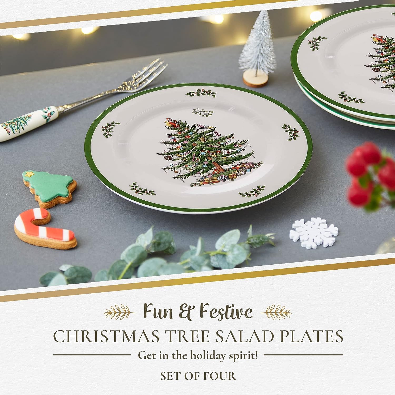 Amazon.com | Spode Christmas Tree Melamine Salad Plate (Set of 4