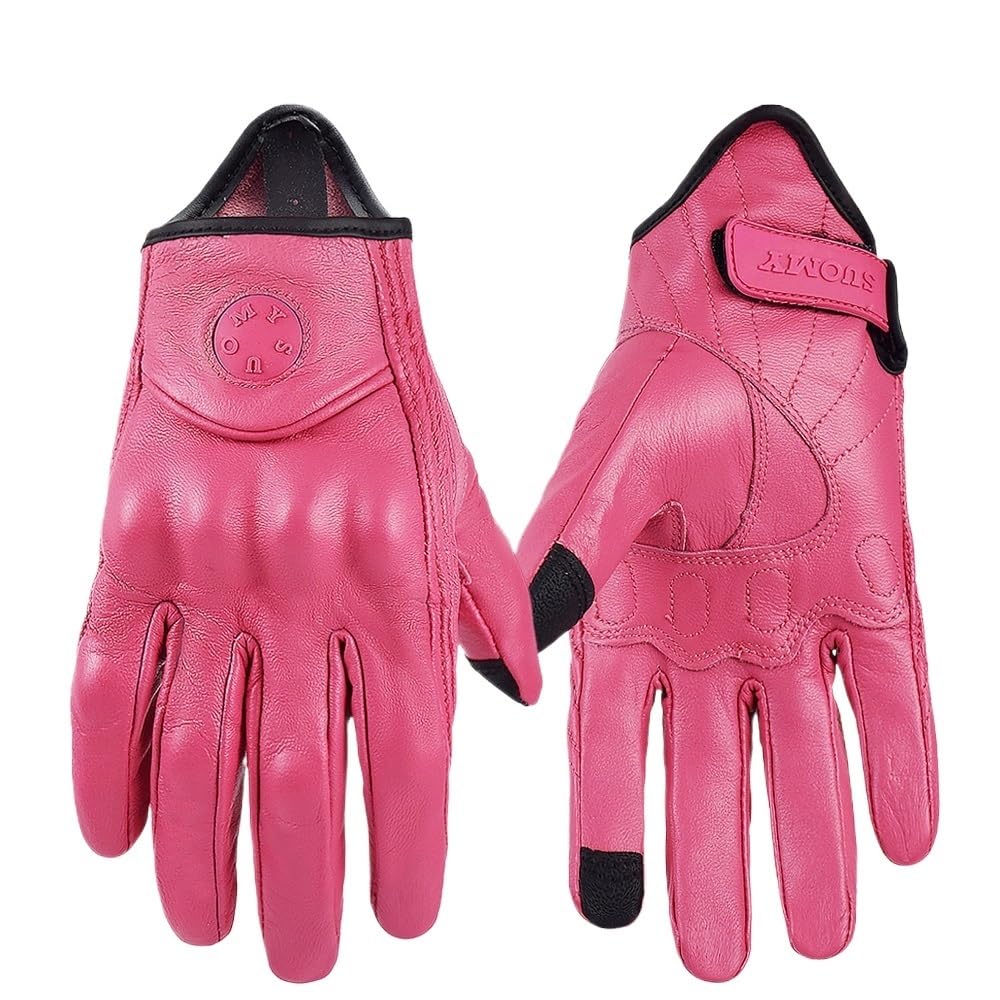 BLacOh Guanti Moto Guanti da Moto in Pelle da Donna Guanti da Moto Traspiranti Estivi Guanti da Ciclismo retrò con Dita Intere Rosa XS-XXL Guanti Moto Uomo (Color : Pink, Size : XXL)