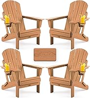 Vista 23 de Silla Adirondack plegable con textura de madera, sillas de patio resistente a la intemperie, silla de exterior, silla de césped con soporte