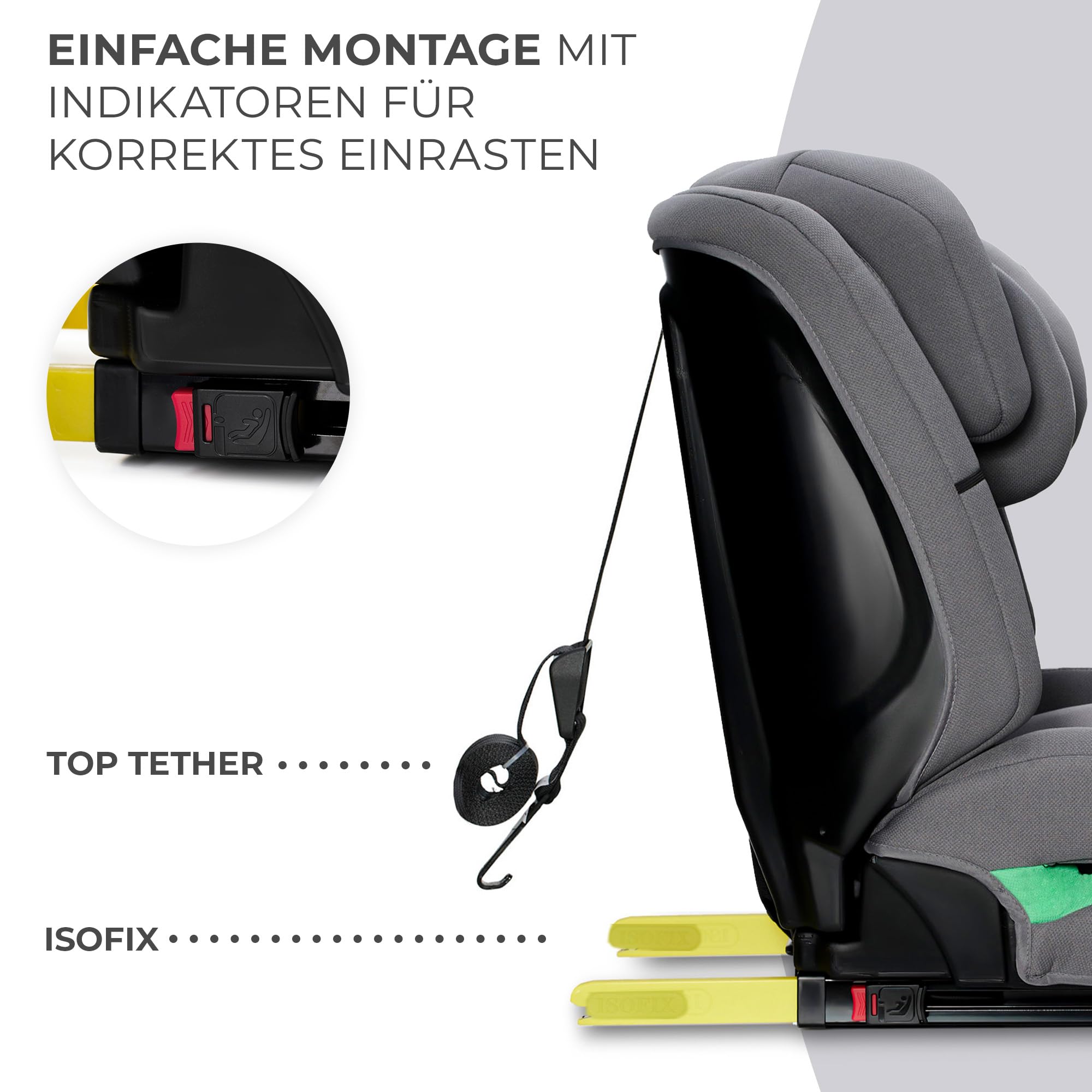Kinderkraft SAFETY FIX 2 I-SIZE Kindersitz 76-150 cm 9-36 kg Isofix 5-Punkt-Gurte Grau