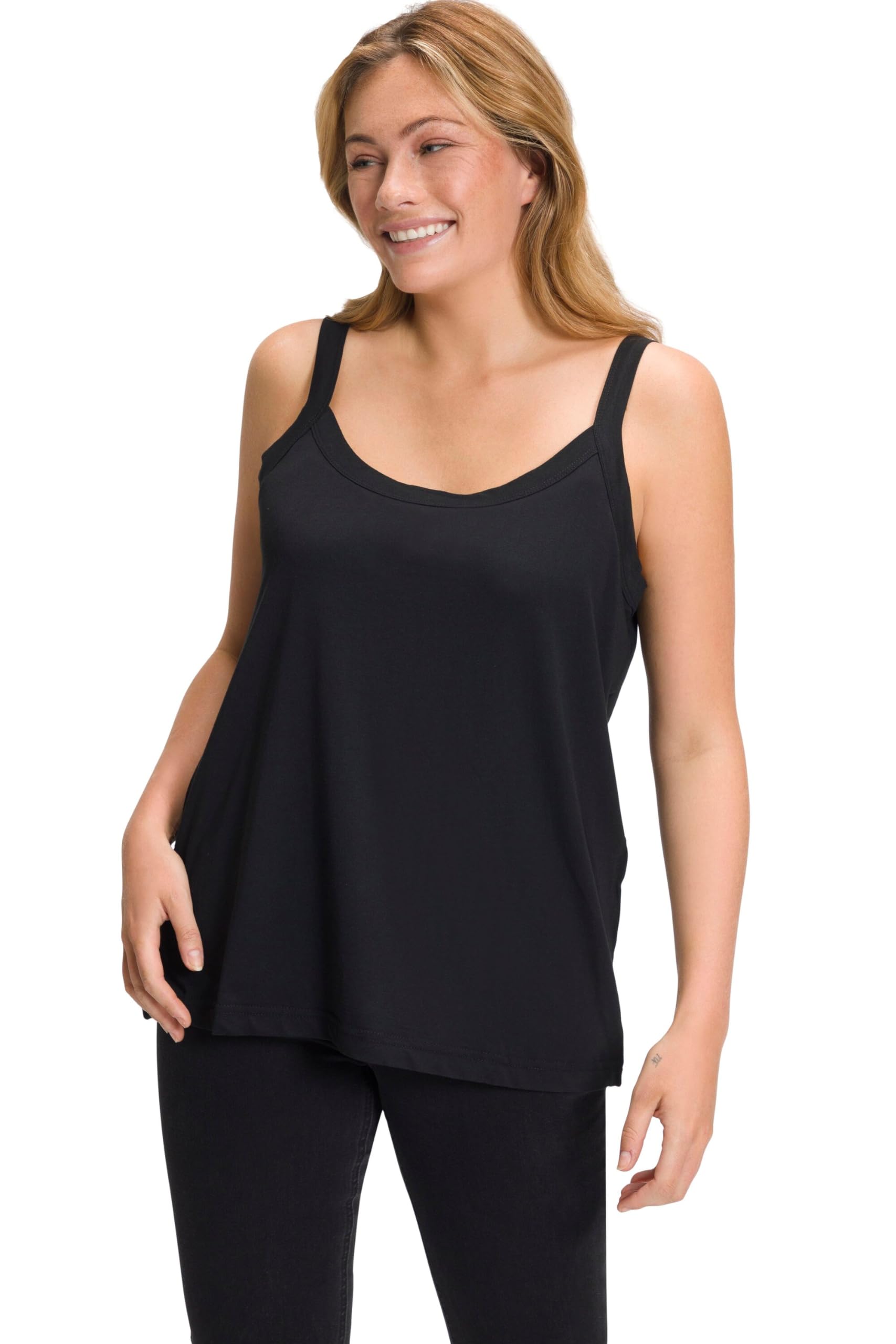 Ulla Popken Women's Spaghetti-Top t Shirts, Schwarz,
