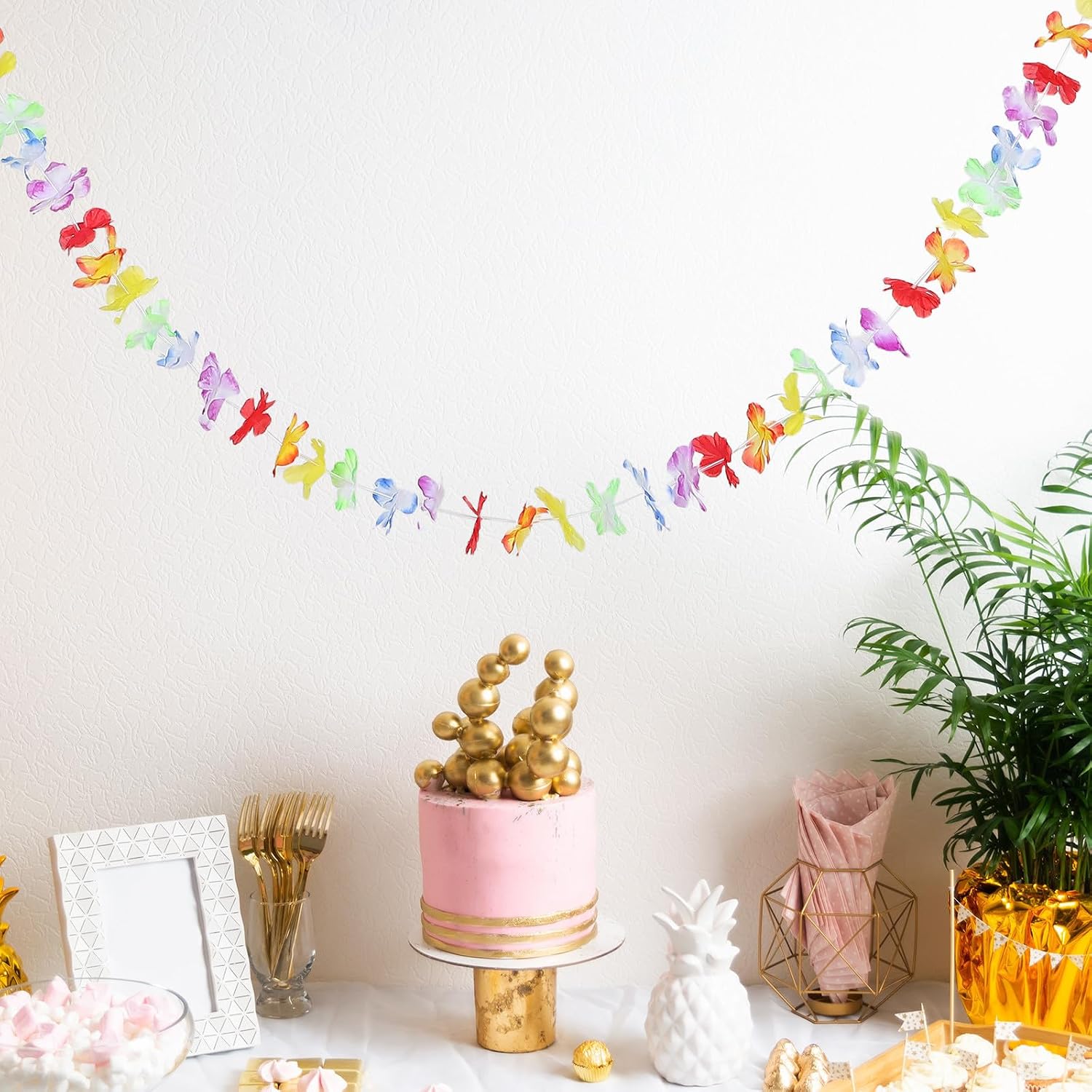20pcs Sunflower Hanging Banners with Rope for Hawaiian Luau Birthday Party Decorations, Reusable Cloth Garland with Quick Setup for Indoor and Outdoor Events