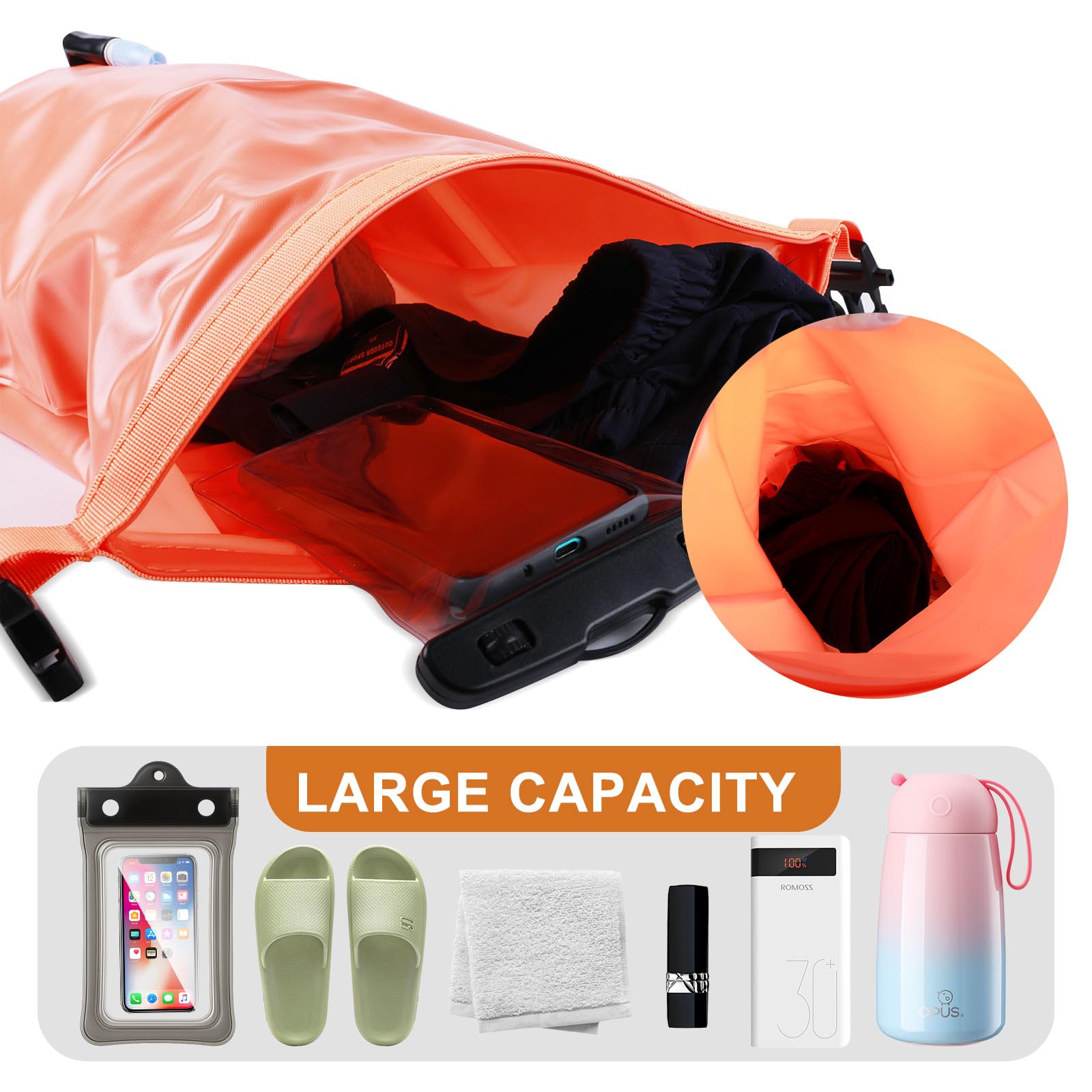 Bolla Natación y Mochila Estanca 20L Boya Hinchable Impermeable para Aguas Abiertas Kayak Triatlón Surf Snorkel