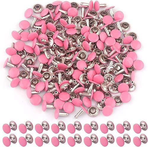 Miniatura 8 de YEWIN Remaches tubulares de doble tapa  Remache rápido redondo de botón de metal arcoíris de 0.354 in, remaches para bolsos, bolsos, zapatos,