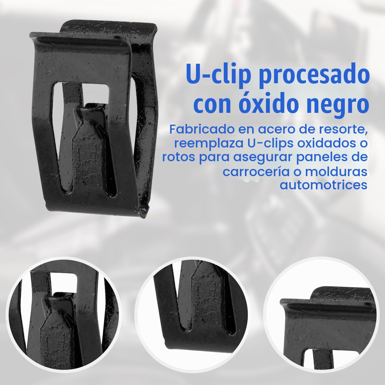 100uds Grapas Coche, 10 Tamaños, Clip en U para Automóvil Clip de Resorte para Panel de Moldura de Metal Clip de Moldura de Moldura Compatible con Beetle Touareg Jetta Atlas Cross Sport Etc.