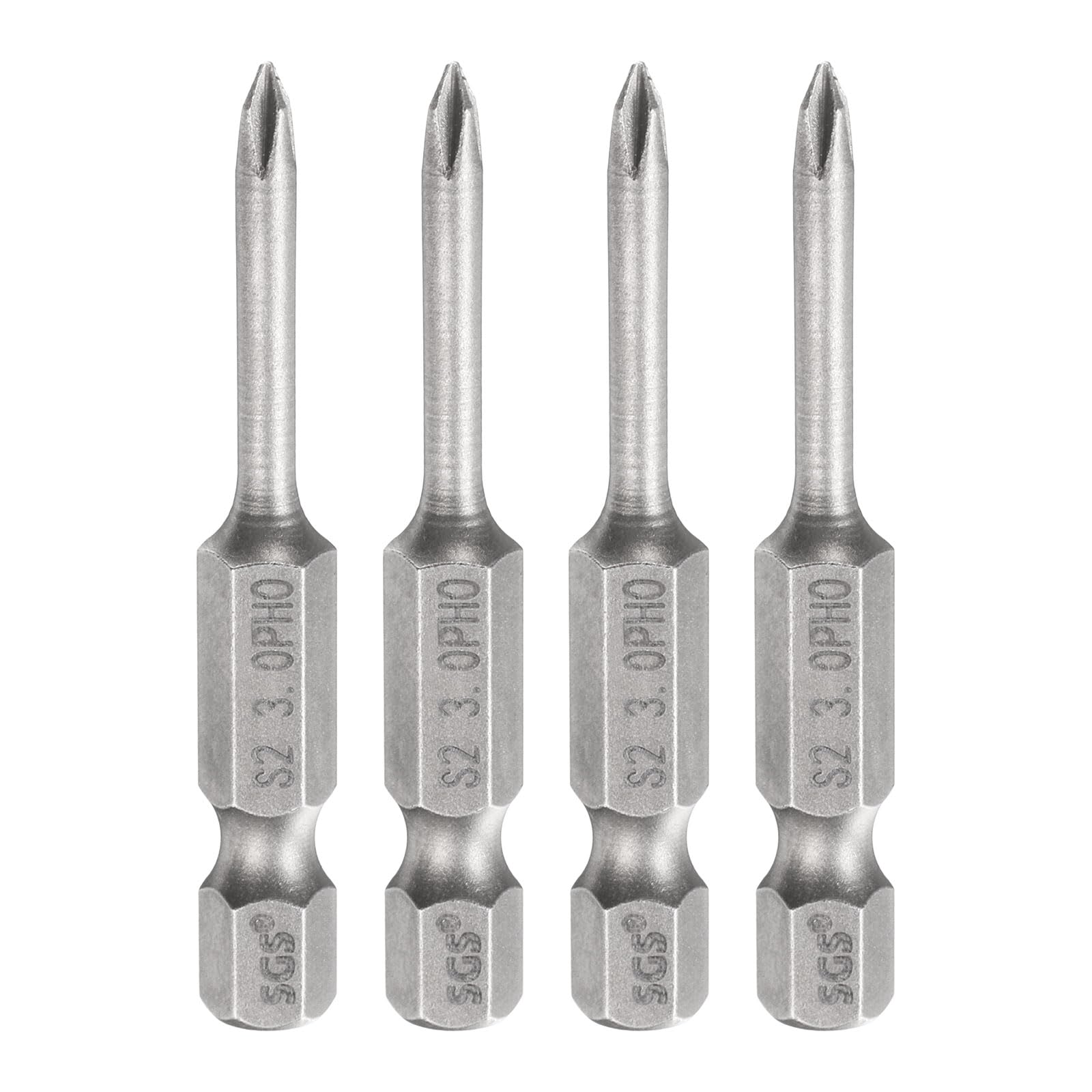 HARFINGTON 4pcs #0 Phillips Screwdriver Bit PH0 1/4" Hex Shank 2" (50mm) Long 0.12" Rod Magnetic Cross Head Drill Bits S2 Steel Industrial Screw