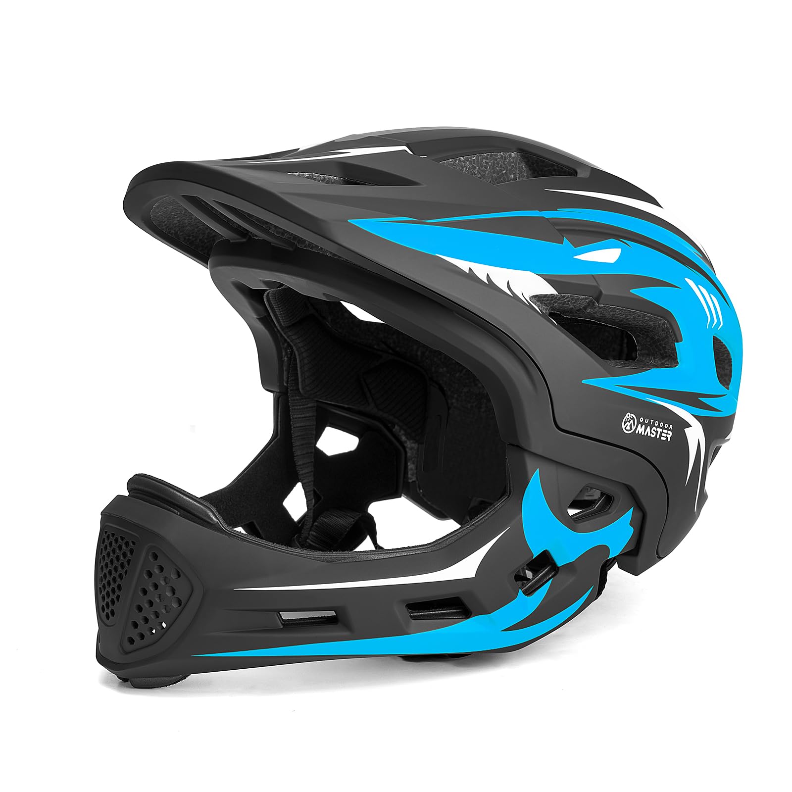 OutdoorMaster Kids Bike Helmet - Full Face Helmet for Kids - Adjustable, Detachable and Lightweight - for Multi-Sport - from Toddler to Youth