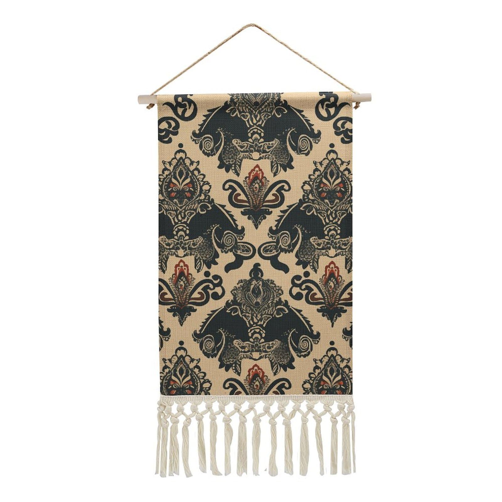 FekiLoot Asian Elephants Wall Art Poster Hanger Frame Vertical Tassel Tapestry Cotton Linen Hanging Poster Decorative Wall Art Prints Vintage Wall Art Decor for Home Bedroom Living Room Office