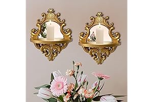 Elegant Three-Dimensional Gold Wall Candle Holder Set of 2
