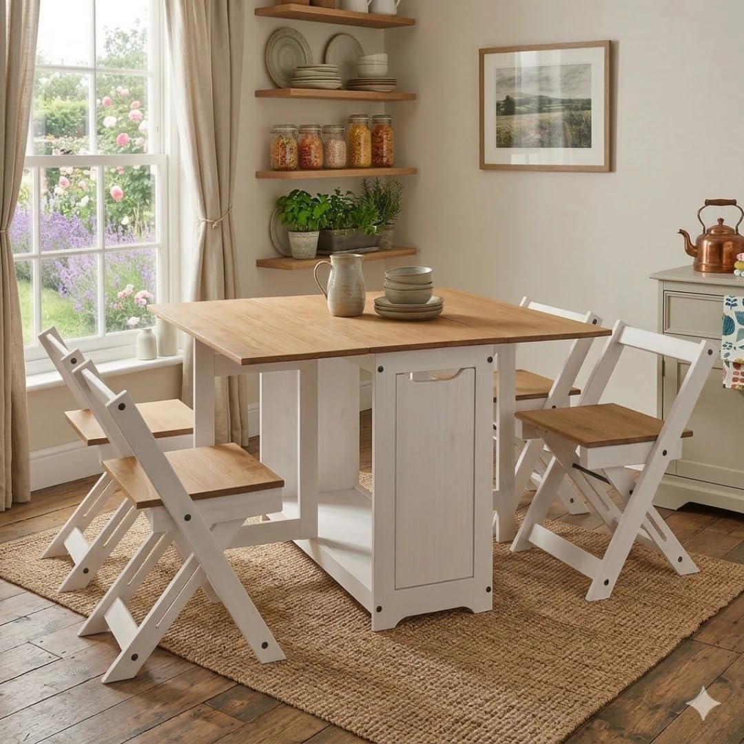 Mews Corona Butterfly Santos White Solid Pine 4 Seater Dining Set