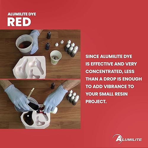 Miniatura 6 de Alumilite Tinte líquido de color rojo (1 onzas) altamente concentrado colorante o pigmentos para fundir resinas, revestimiento epoxi y uretano