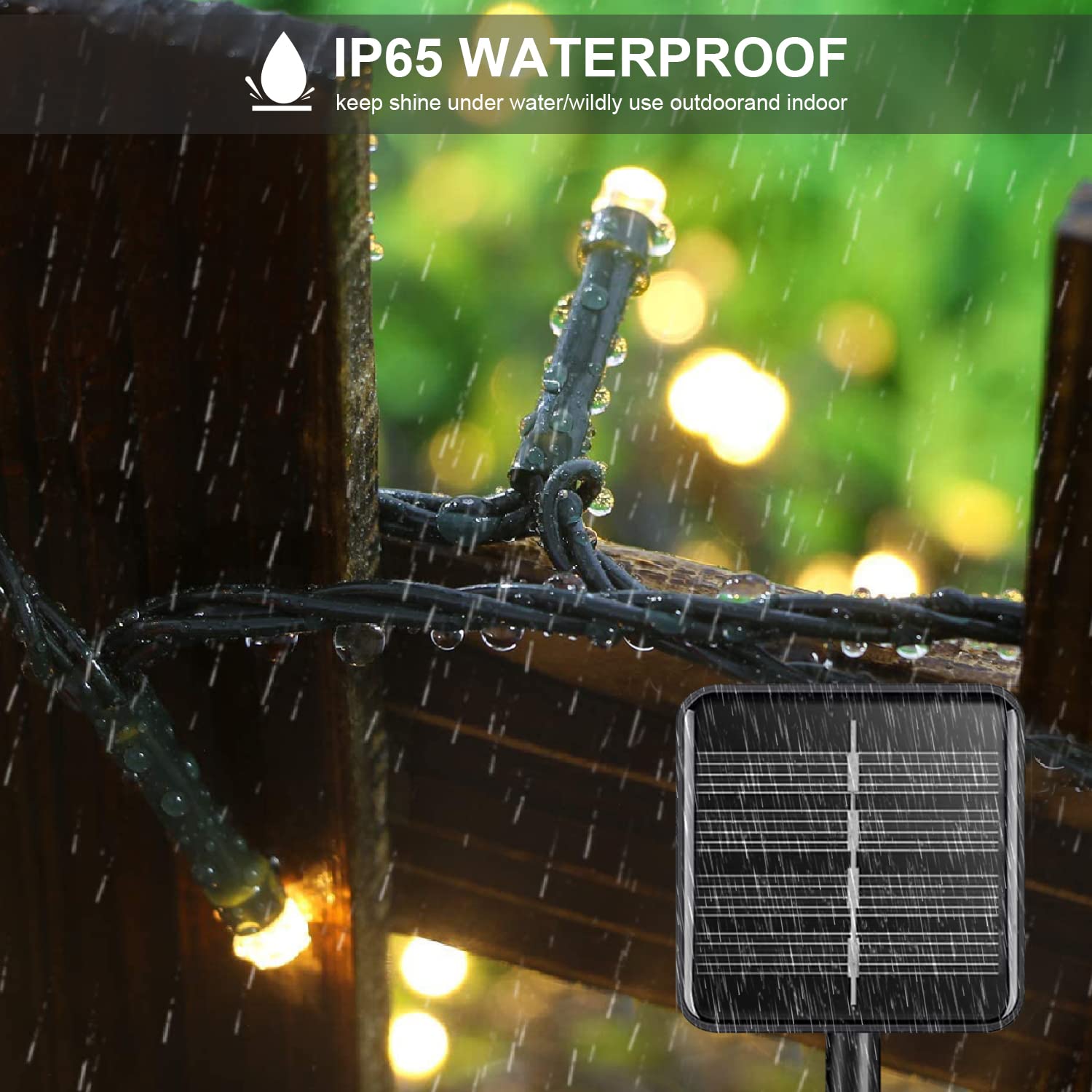 A.bigwhale Luci Solari Esterno, 50 LED Catena Luminosa Esterno 8 modalità Catena Luci Solare EsternoImpermeabile per Giardino, Cortile, Matrimonio, Terrazza, Natale, Festa Decorazione