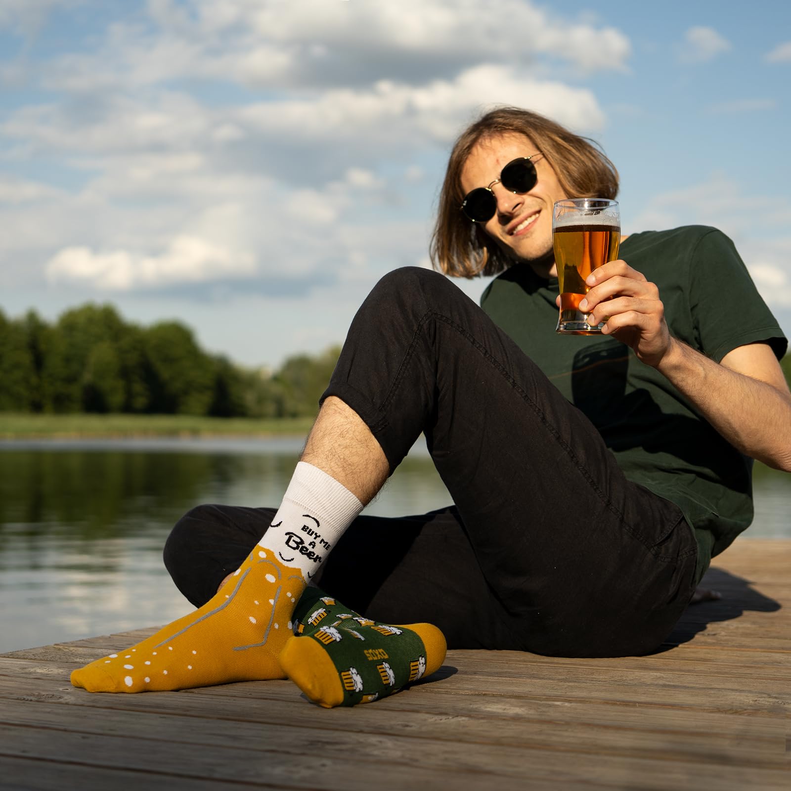 soxo Birra Calzini Uomo Divertenti Fantasia Calze Uomo Cotone Lunghi Birre Gadget Regalo 40-45