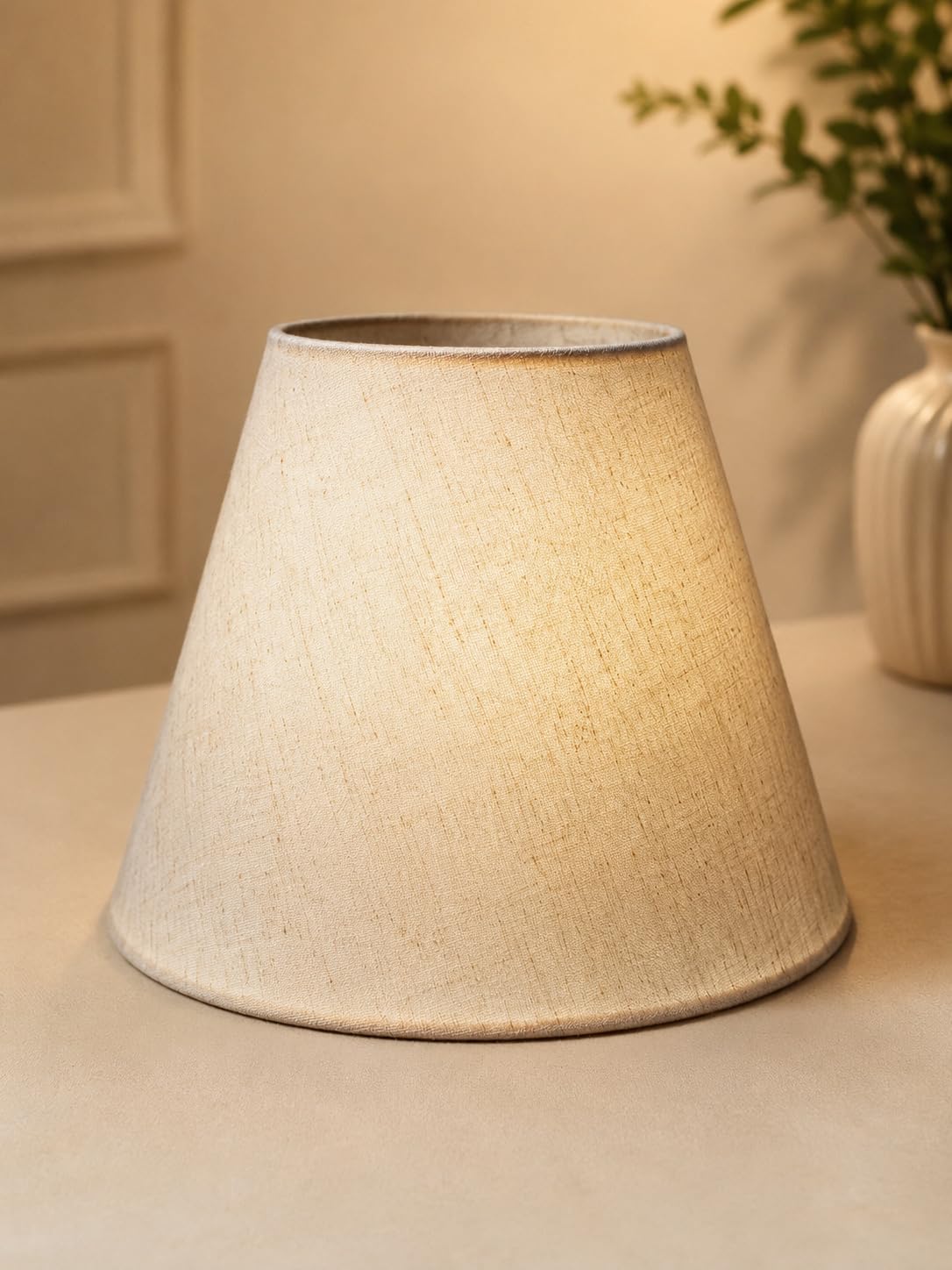 Thin Jute Fabric Lamp Shade for Table Lamp | Elegant Tapered Cone Decorative Replacement Shade 27 holder | Home, Bedroom & Living Room Decor | Size: L25 x W13 x H20 CM-image-37