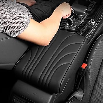 Upgrade Car Console Armrest Pad,Car Armrest Cushion with Comfortable Memory Foam,Premium PU Leather Car Armrest Cover,Universal Car Center Console Pillow,Car AccessoriesBlack3