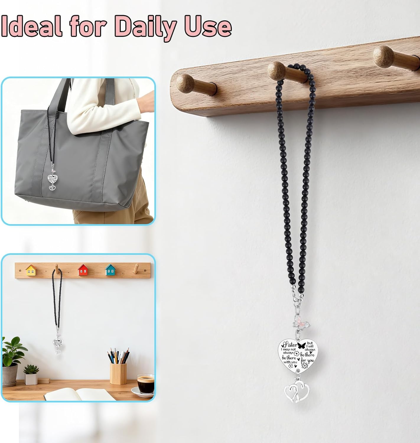 To My Sister Gift Car Rear View Mirror Hanging Accessories Friendship Present from Sister BFF Car Charm Home Decor Pendant Long Distance Relationship Gifts for Sisters New Driver Gift - Image 4