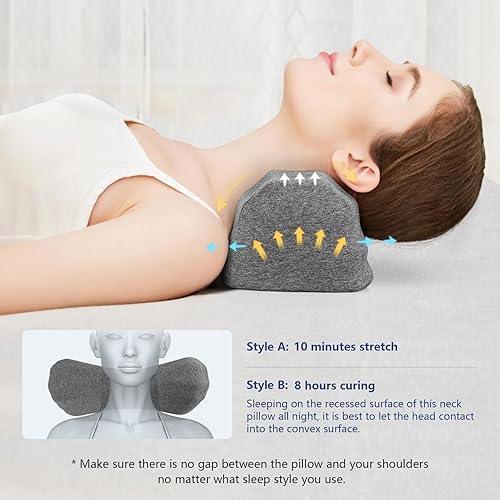 Miniatura 5 de ComfortLife Almohada estiradora de cuello para aliviar el dolor, almohada de apoyo suave para el cuello pequeño, dispositivo de tracción cervical,