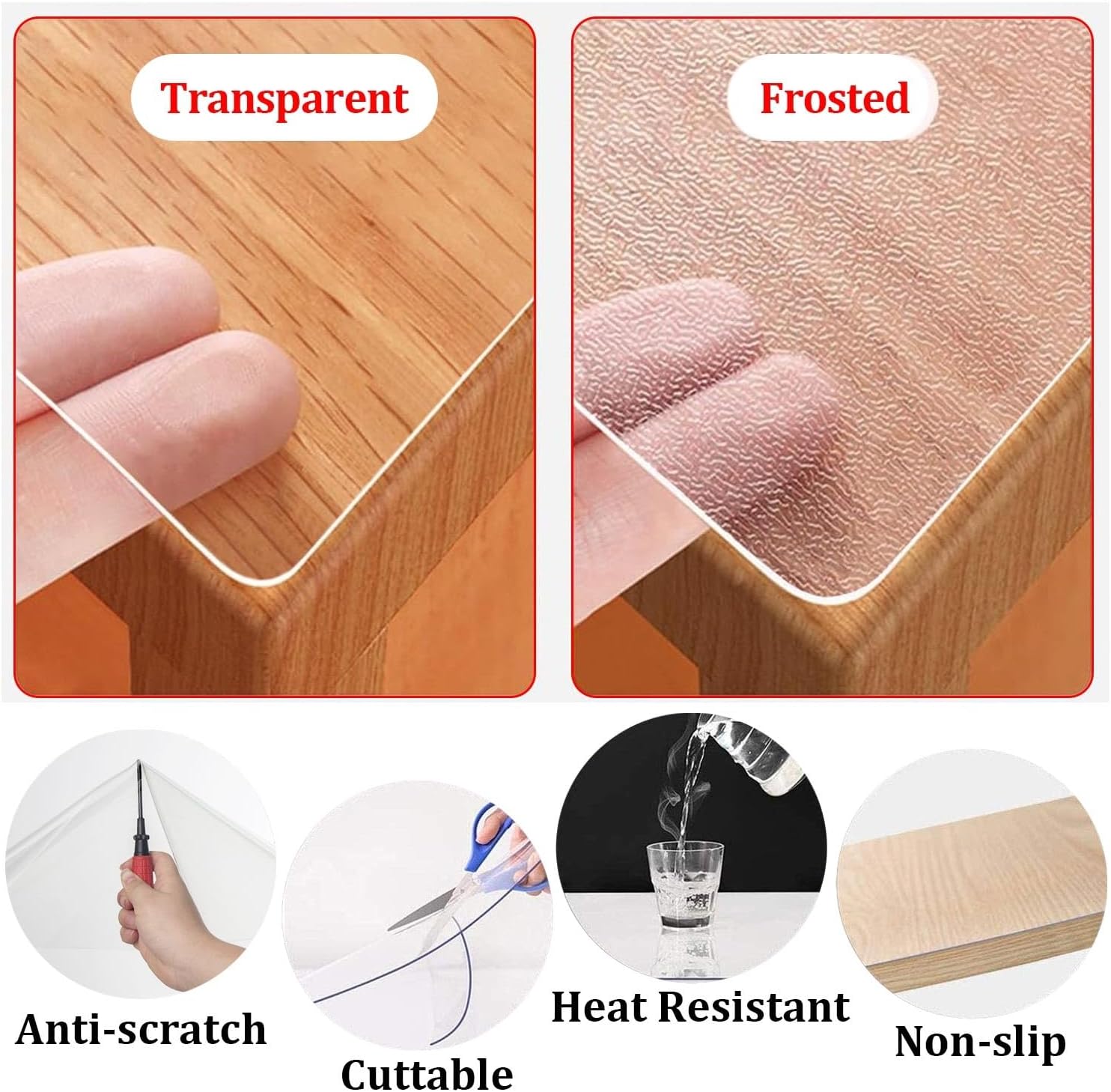 Round Table Cover Protector Clear Table Protector 2mm Plastic Waterproof PVC Tablecloth,Transparent Round Table Pad for Coffee Tables 15'' 24'' 38'' 42'' 53'' 60'' 70''(Transparent,Diameter 23 in)