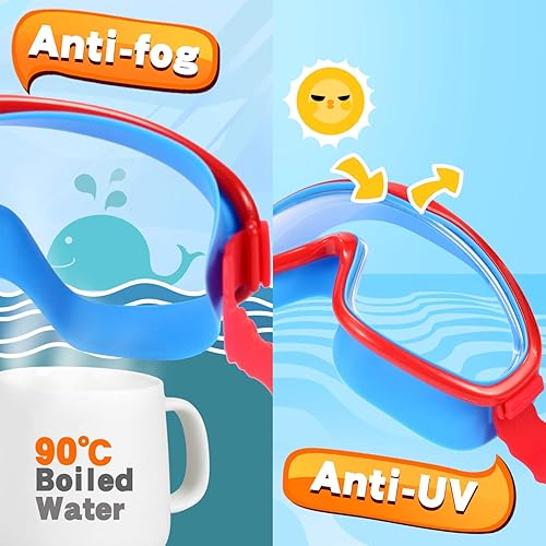 Miniatura 3 de EasYoung Paquete de 2 gafas de natación para niños, gafas de natación de visión amplia para niños de 3 a 15 años