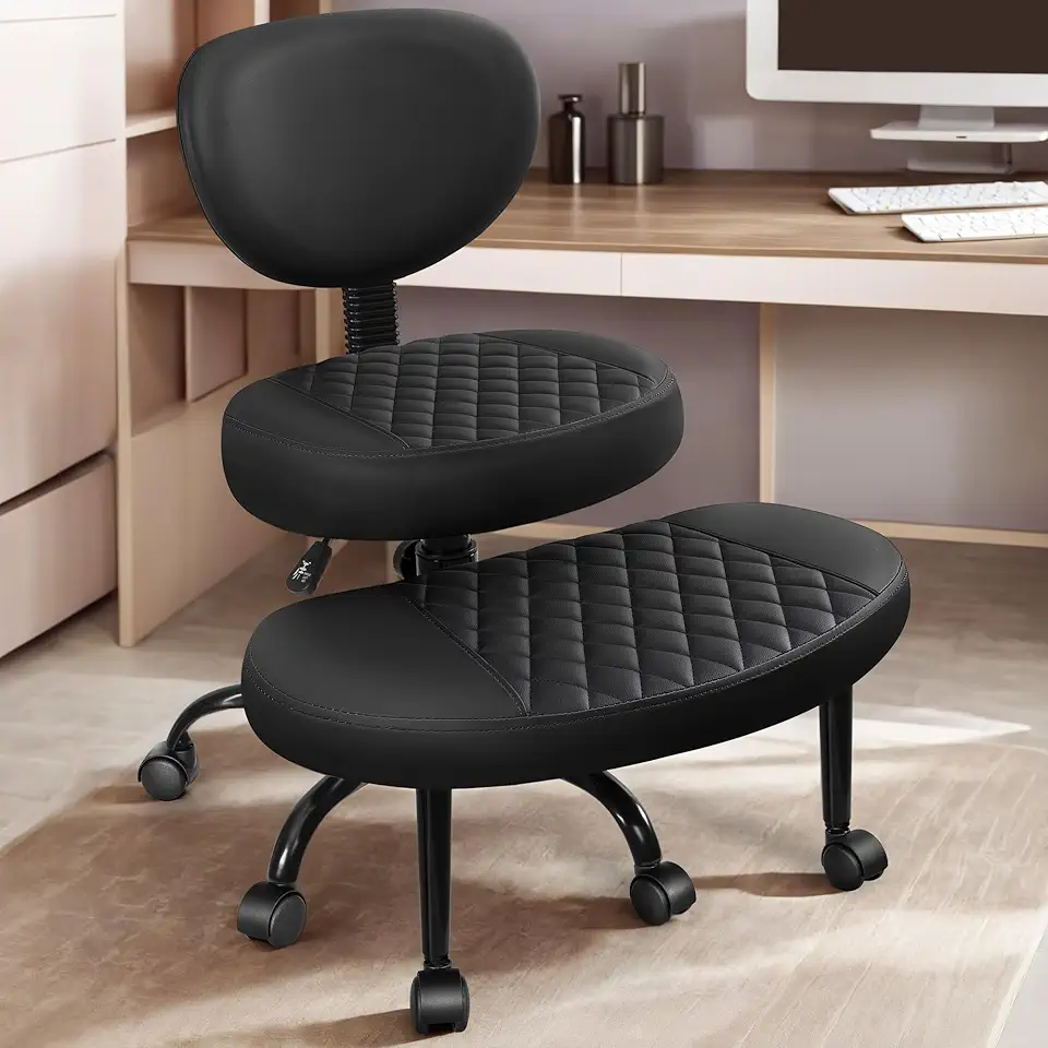 Ergonomic Cross Legged Office Chair with Wheels -...