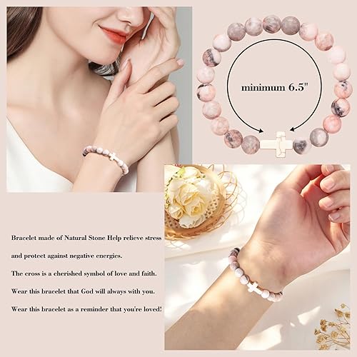 Miniatura 4 de TOLOWOBK Graduation Gifts for Her Daughter Mothers Day Gifts for Daughter Cross Bracelet Beaded Bracelets Baptism First Communion Gifts for Girls,