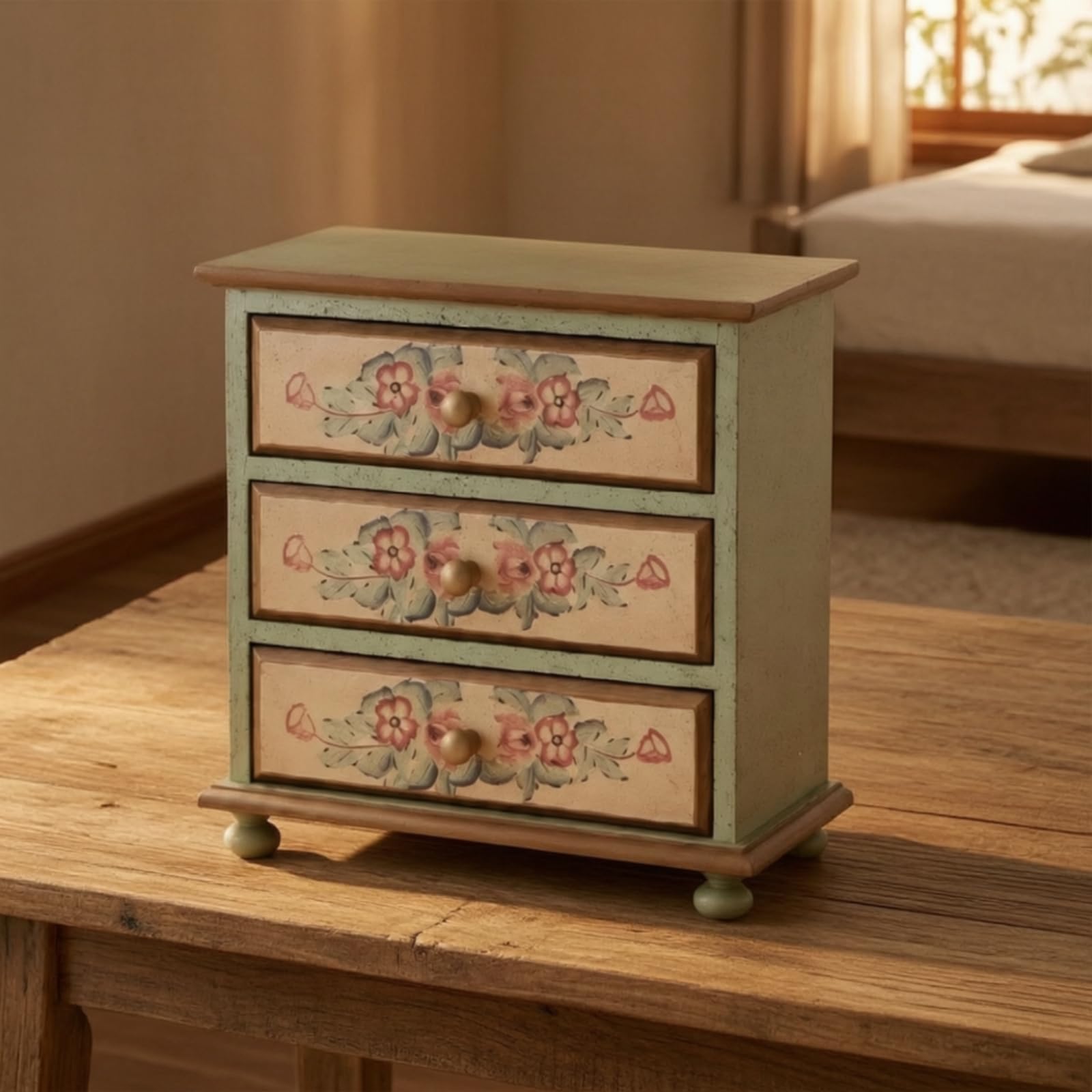 Qianly Mini Cassettiera da Tavolo Decorativo Cassettiera con Scomparti Versatile Organizzatore con Scomparti per Appassionati di Cucito, Scrivania, Comodino