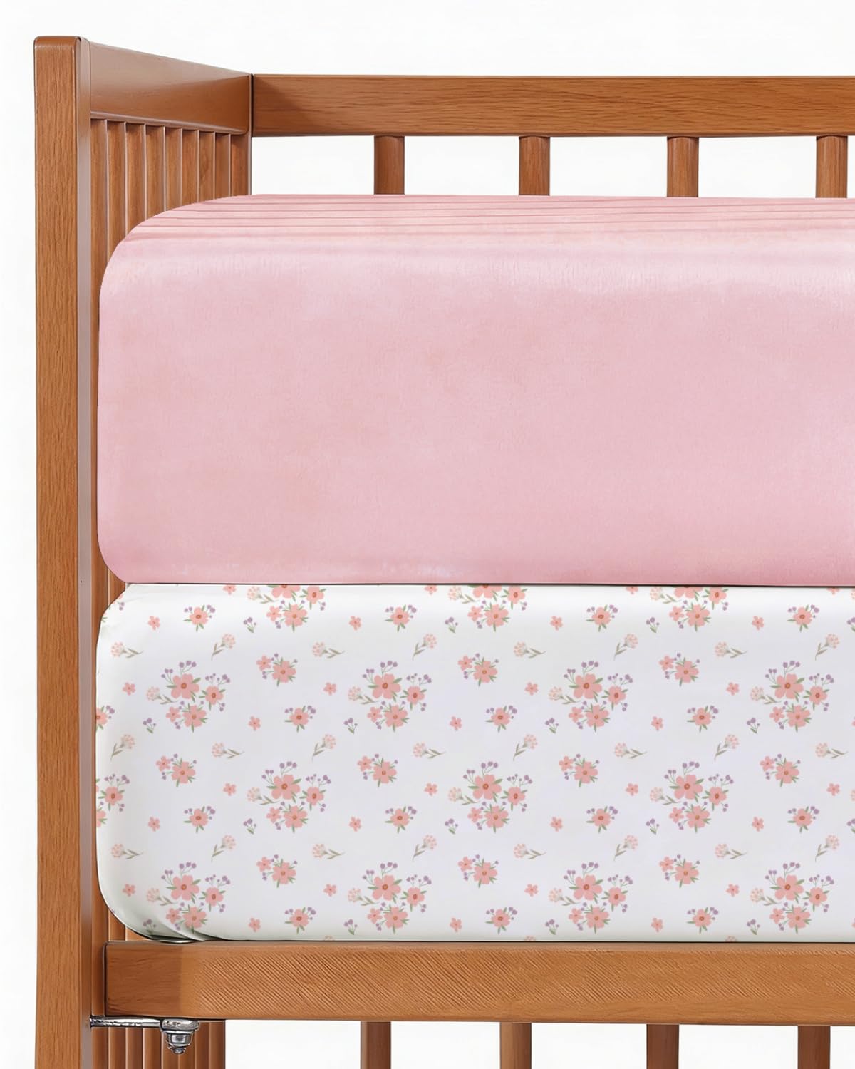 Crib Sheets - Pack of 2 Fitted Sheets for Standard Crib - 52x28in, Floral