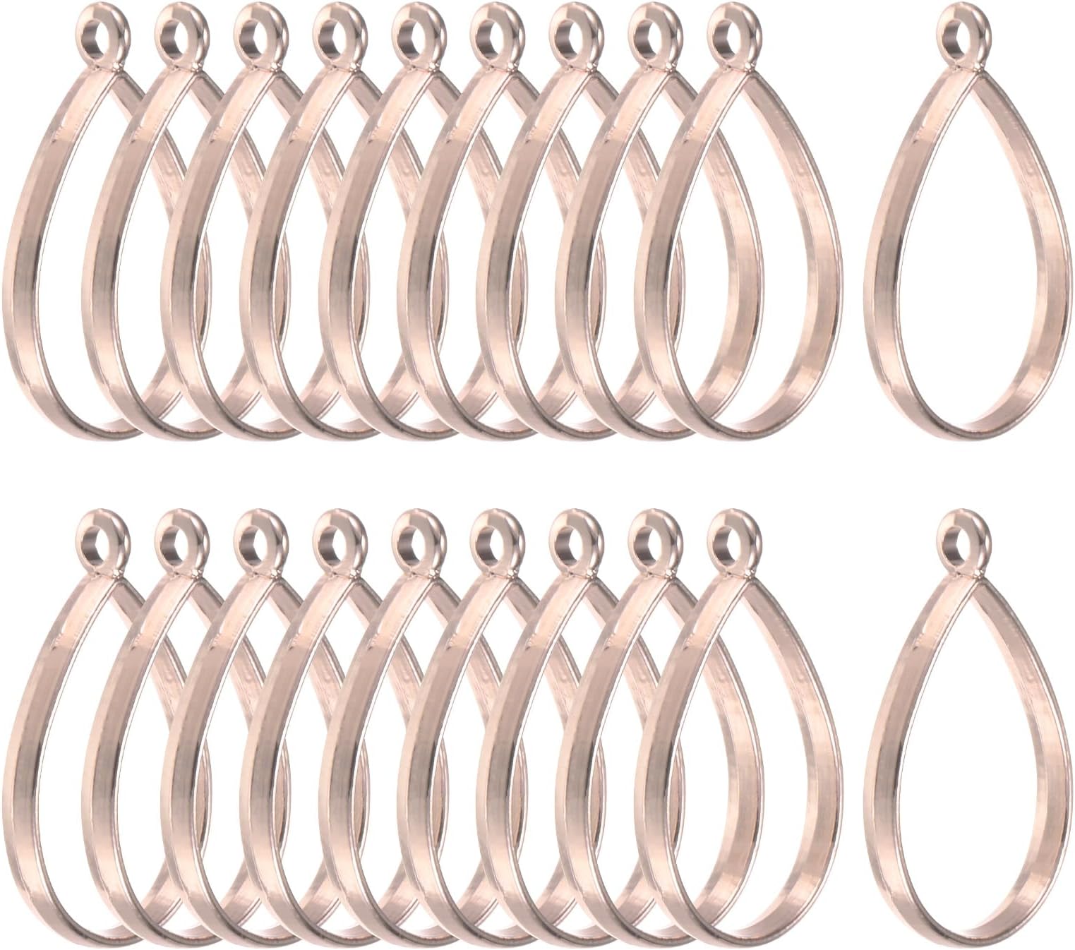 20-Pack Open Bezels for Resin, Teardrop Shape Open Back Bezel Pendants for Resin Jewelry Making/DIY Earrings Necklace, Alloy Hollow Frame Pendants [Rose Gold]