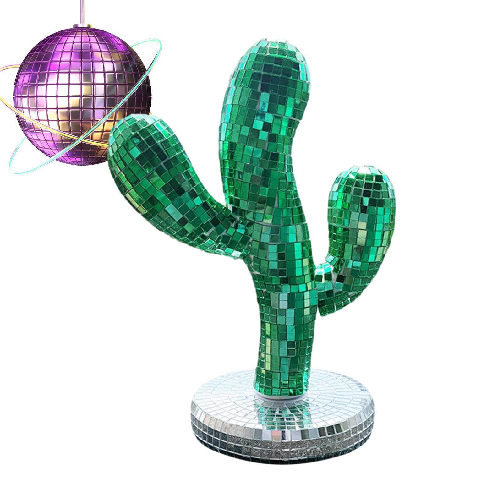 Generisch Kaktus Ornamente - Reflektierende Disco-Spiegelornamente,Handgefertigtes Dekorationszubehör für Nachtclubs, Festivals und Bars, 25 x 12 x 12 cm
