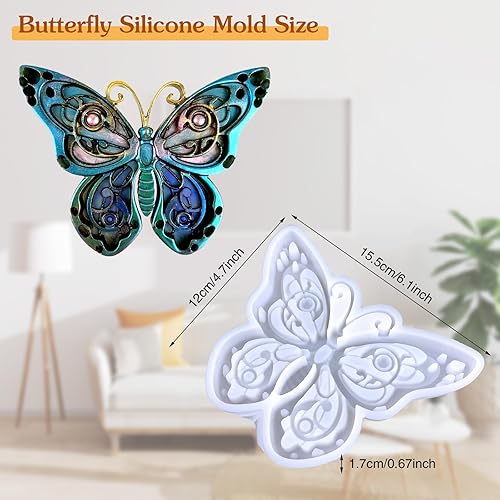 Miniatura 6 de Molde de silicona de mariposa 3D, molde de resina animal, estatua de animal grande, molde de epoxi, molde de fundición para manualidades, para