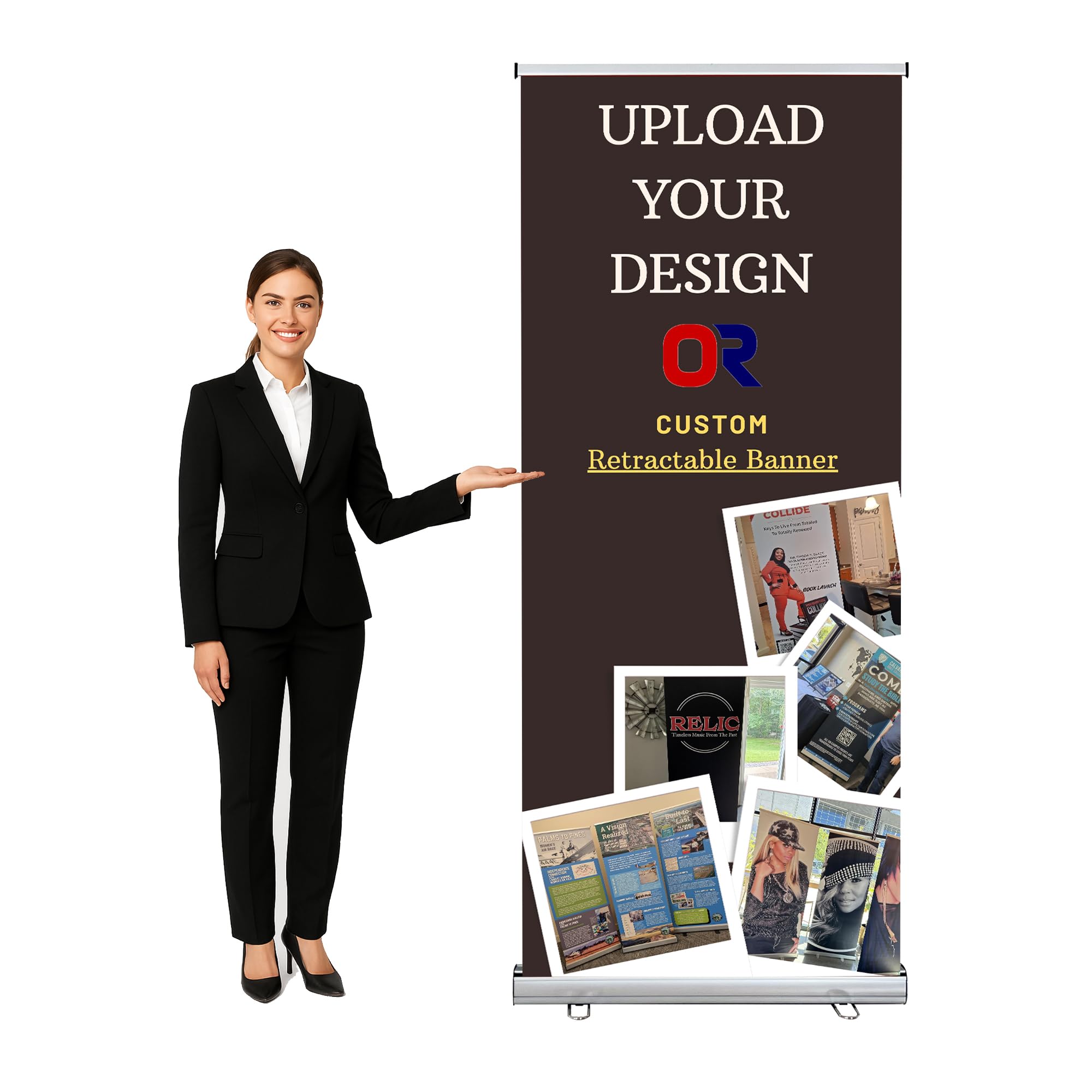 JUST 4 SIGNS Custom Retractable Banner Stand 33.5"x80" – Personalized Roll Up Display with Full Color Printing with Travel Bag for Trade Show,
