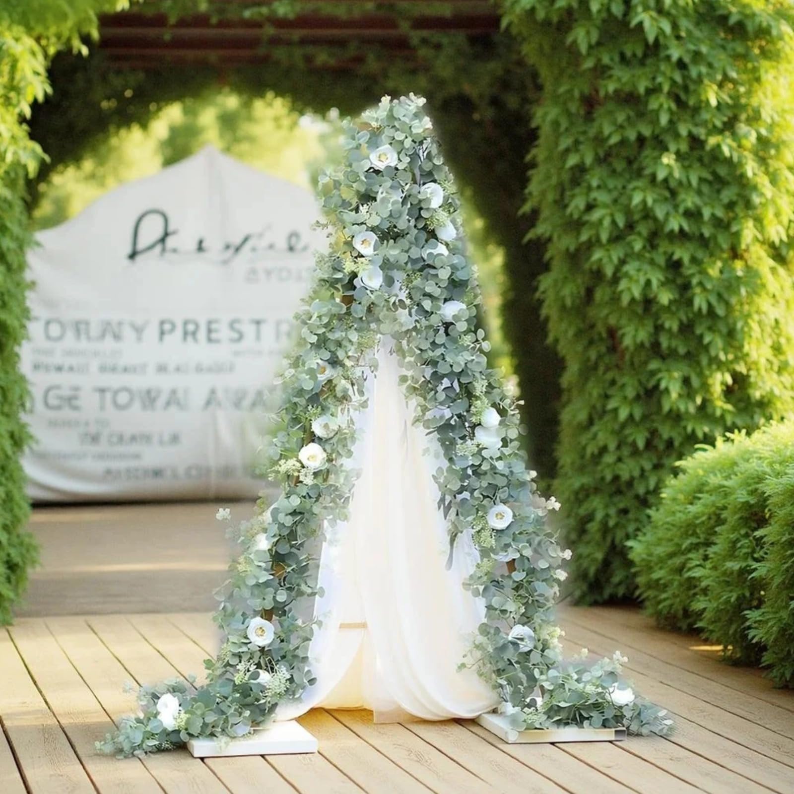 Eukalyptus-Girlande 78 Zoll, 198,1 cm Blumenvine mit künstlichen Blättern und Kamelien, künstliche Blattgirlande für Zuhause, Hochzeit und Restaurant, dichte grüne Optik für Elegante Dekoration
