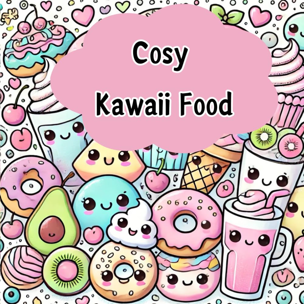 Stress Relief: Kawaii Food & Drinks: A Cute and Cosy Colouring Book of Different Foods and Drinks To Help Destress and Relax