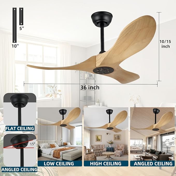 Ventilador de Techo 36 Pulgadas Sin Luz 3 Aspas Control Remo miniatura 2