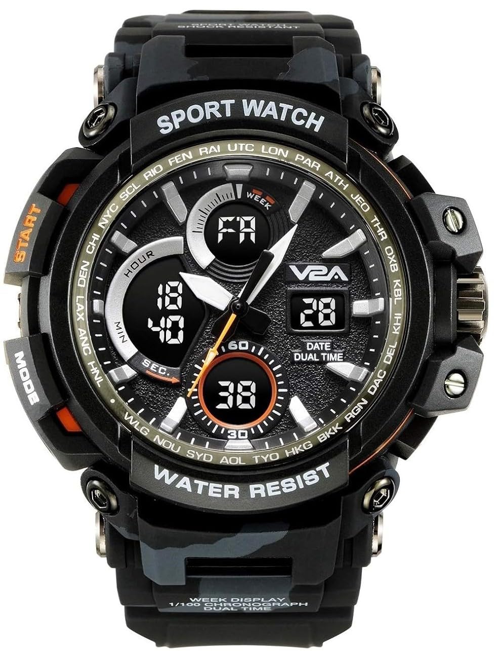 V2A Resin Analogue - Digital Men Watch (Black Dial Black Colored Strap), Black Band (B07VJHWWJ5) Amazon Price History, Amazon Price Tracker