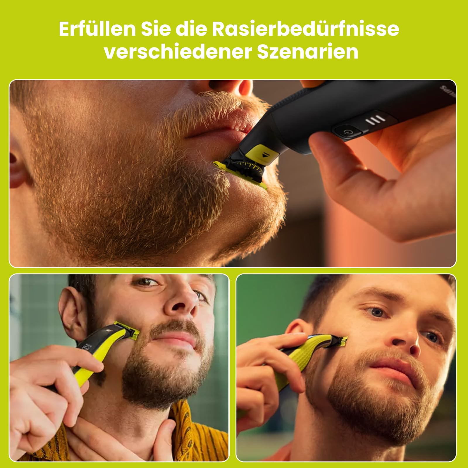 4 Stück Ersatzklinge für Philips OneBlade 360, Aus Rostfreiem Stahl, Passend für Alle OneBlade und Pro Modelle, Geeignet zum Trimmen von Körper- und Gesichtsbärten, Sicher und Zuverlässig