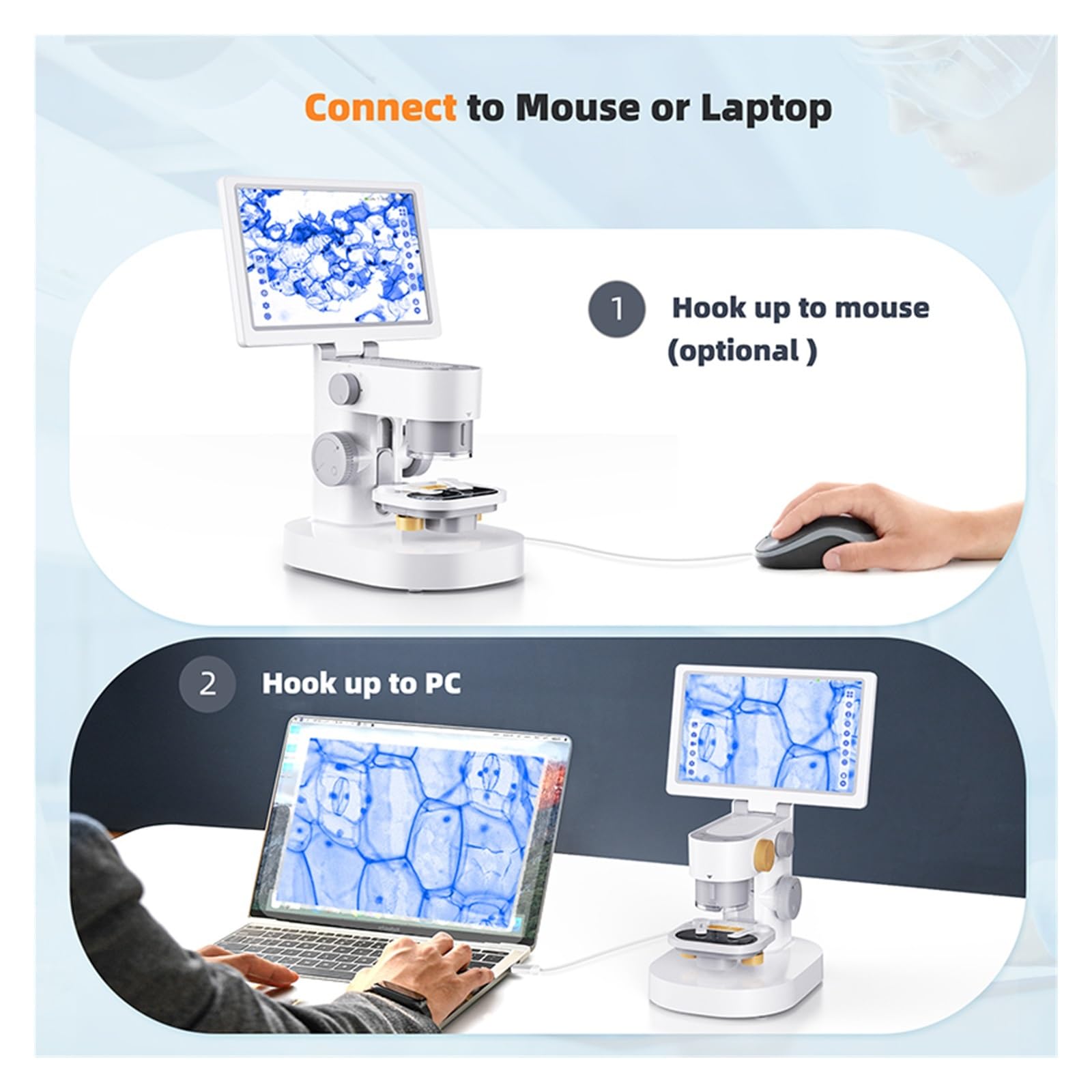 Microscopio, Microscopio Biológico De 9 "Pantalla IPS 1200X 24MP Cámara Vídeo Estéreo Digital con Monitores LCD Táctiles