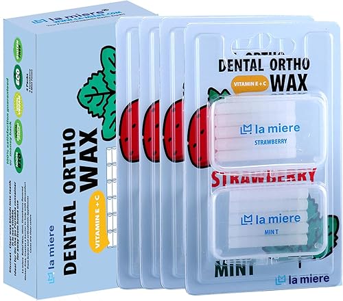 8 paquetes de ortodoncia de cera de ortodoncia precortadas de grado alimenticio de grado alimenticio, cera de ortodoncia, menta y fresa
