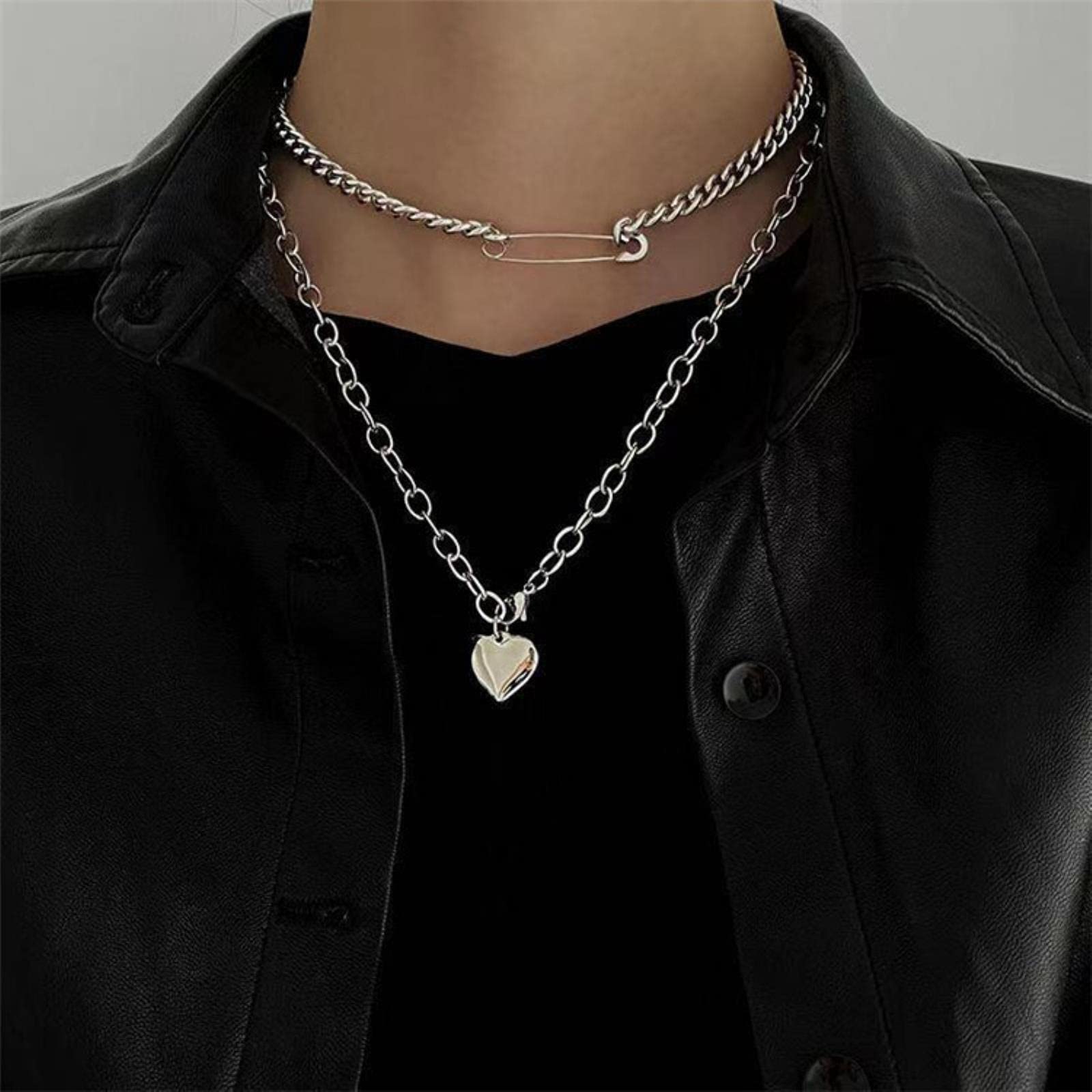 Collana Catena Clavicola Hip Hop Con Teschio E Perle, Multielemento, 60+10cm, Regolabile, Unisex